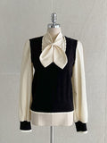Duren Combination Knit Vest Tie Blouse