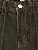 Wide green string denim