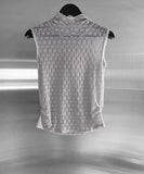 Veil Lace Cowl Neck Hooded Sleeveless