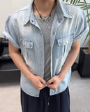 Salt Two-Pocket Washed Denim Short Sleeve Shirt