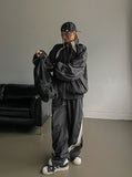Stung Leather Track Balloon Zip-Up
