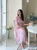 Teilrin Chiffon Shirred Long One Piece
