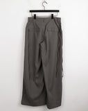 Haron Side Ribbon Strap Pintuck Long Wide Slacks