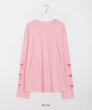 Cooing Ribbon Printing Long Sleeve Tee