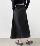 Whith Lining In Skirt Banding Rustling Nylon Pintuck Long Skirt