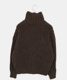 Luon wool high-neck loose cardigan