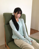 Luann Basic Wool Mohair Round Knit Cardigan