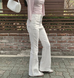 Classic Slim Fit Banding Hip Pad Bootcut Cotton Pants