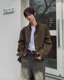 Flip Belt Crop Bomber Jacket
