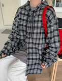 [unisex] Berned Check Over Hood Shirt