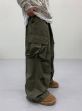 Unbalanced unisex cargo balloon pants