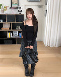 Hypee Check Tiered Midi Skirt