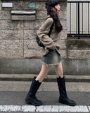 Eoseun Denim Wash Mini Skirt