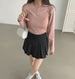 A-Line Pleats Mini Side Zipper Skirt Pants