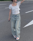 Chewy Washed Denim Wide Pants
