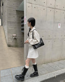 Yeonu basic pin tuck pleated skirt