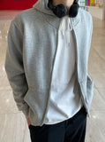 Brushed two-way hooded zip-up