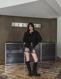 Denji unbalanced denim mini skirt