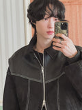 mauve balloon suede jumper