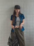 Wes Span Semi-Crop Snap Denim Shirt