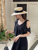 Randa Frill Off Shoulder Banding Long One Piece