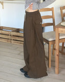Sando back pocket hem snap pin tuck cotton pants