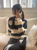Mayo Wool Stripe Angora Semi-Crop Knit