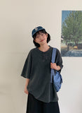 [unisex] Mitlo Henryneck Pigment Over Short Sleeve Tee
