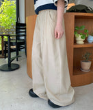 Yumeu Banding Pintuck Balloon Wide Cotton Pants