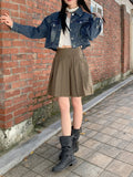 Donic Vintage Washing Pintuck Denim Cropped Jacket