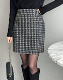 Komare Pearl Tweed H-Line Mini Skirt