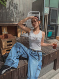 Cutout Zipper Cargo Two-Way Denim Pants