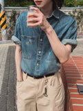 Jane Damage Half Denim Shirt