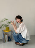 [unisex] Colds Banding Bermuda Big Cargo Denim Pants