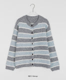 Senki Round Stripe Knit Cardigan