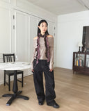 Becken Double Color Matching Frill Twist Knit Muffler