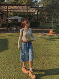 Ain Cutting Cargo Bermuda Denim Pants