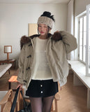 [Wool 20%] Dobby Line Alpaca Round Knit