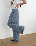 Pookie Linen Stripe Banding Wide Long Pants