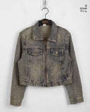 Batte Vintage Y2K Washing Two-Way Denim Jacket