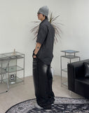 Kady Black Washed Wide Denim Pants