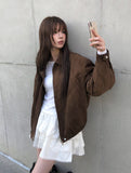 Camu Suede Slit Blouson Jacket
