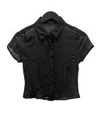 Wrinkle See-Through Crop Shirt