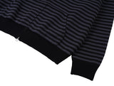 Flower Dot Embroidery Knit Stripe Hood Zip-up