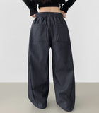 Balloon Two-Way Raw Side Folding Pin Tuck Banding Mega Denim Pants