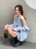 Paying Denim Sleeveless Mini One Piece