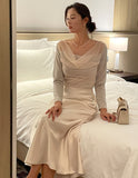 Shadov See-Through Shirring Span Tee Blouse