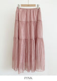 Miel Chiffon Pleated Tiered Long Skirt