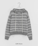 Feltenden Stripe Knit Hood Zip-Up Cardigan