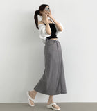 Summer Tencel Cooling Back Slit Span H-Line Denim Skirt